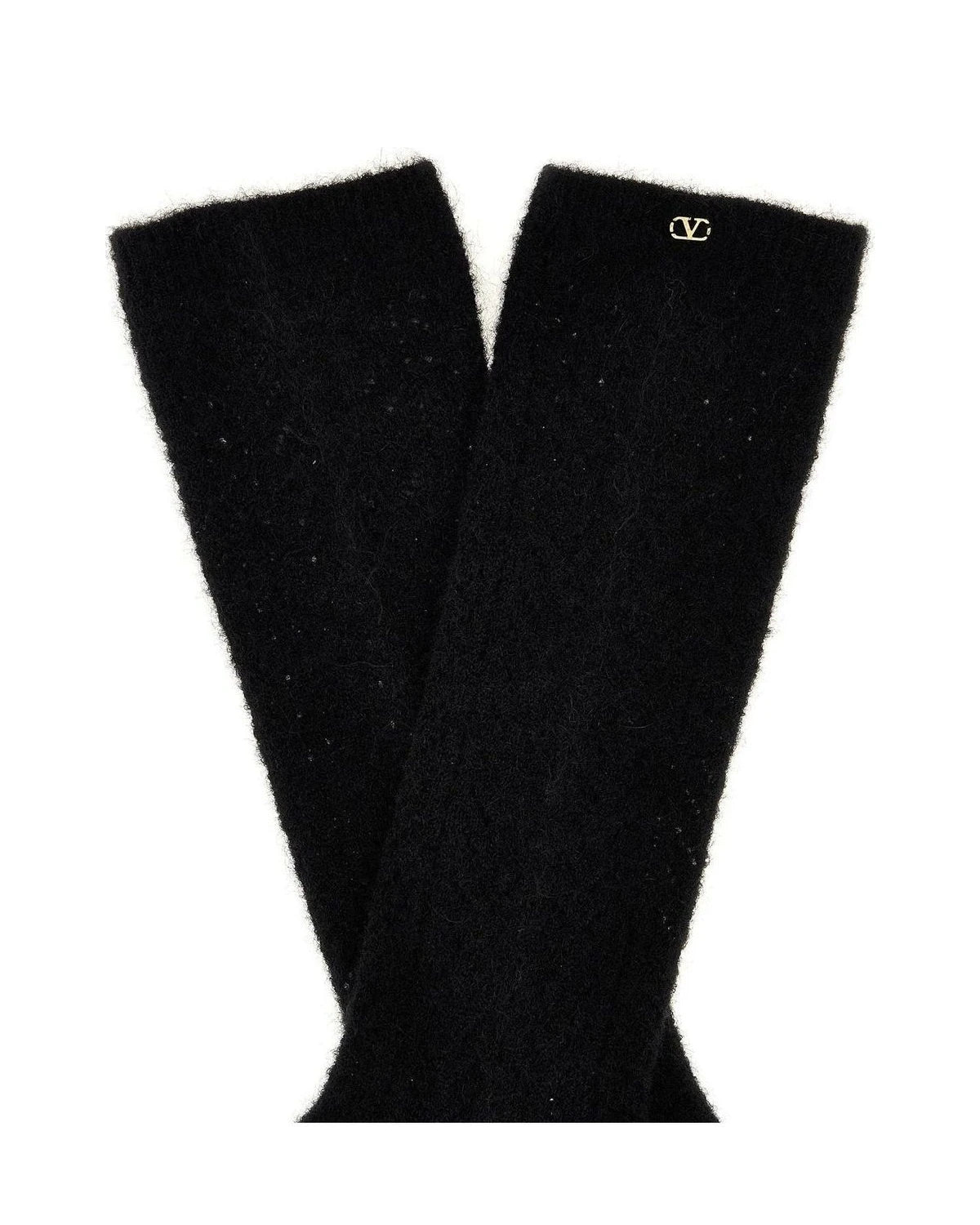 Valentino Garavani Thermal Sock in black, Mohair Wool — view 3