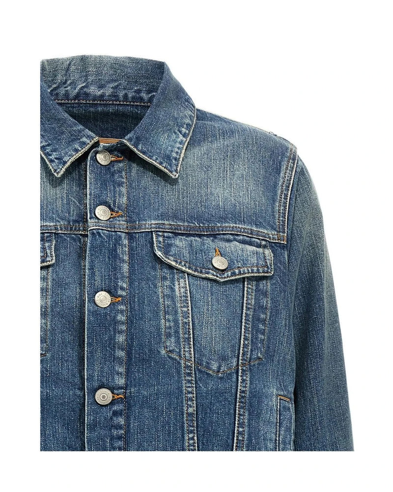 MM6 Maison Margiela Trucker Jacket in blue, Cotton — view 3