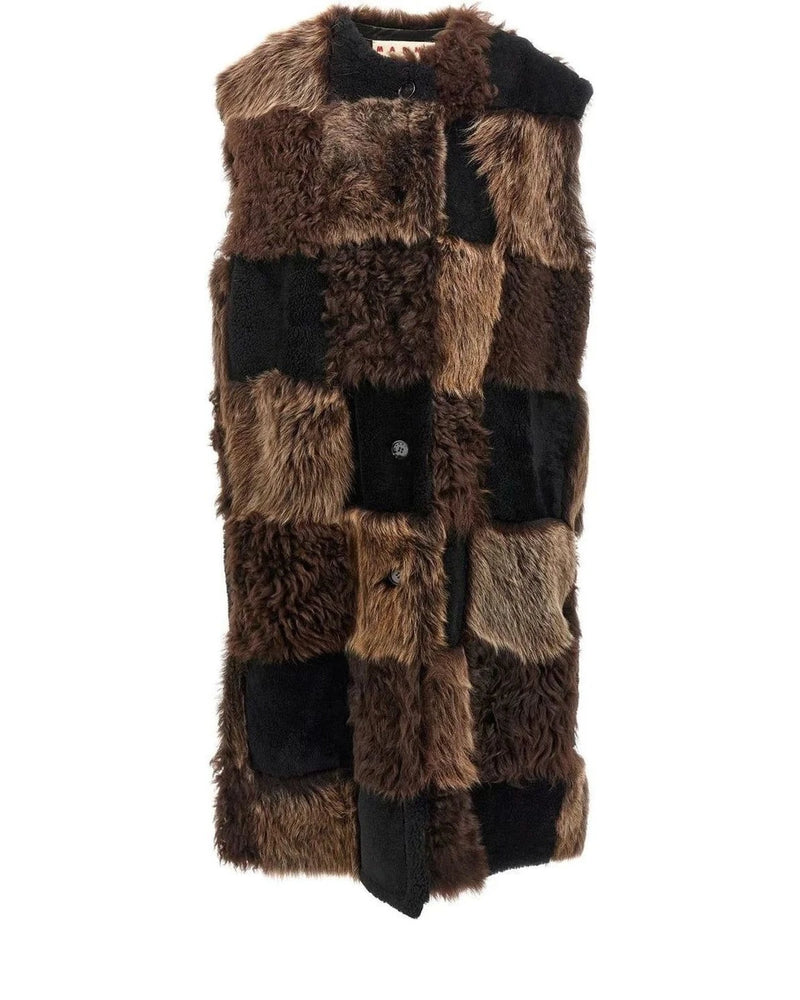 Marni Vest in brown, Lamb Fur