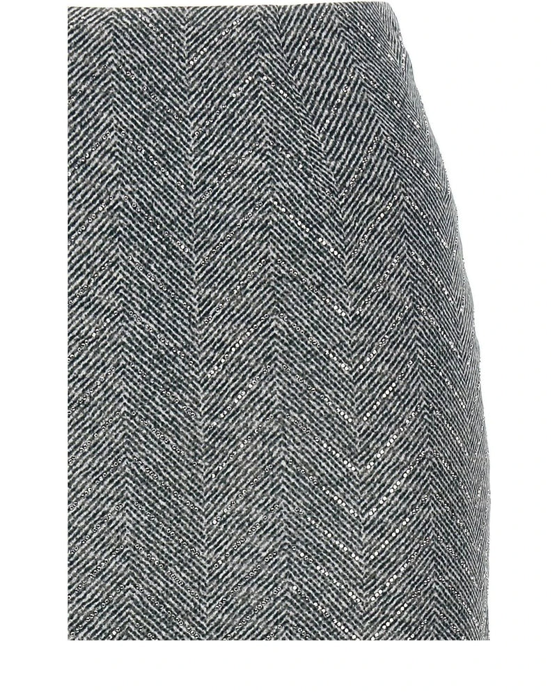 Gray Silk Midi Skirt 