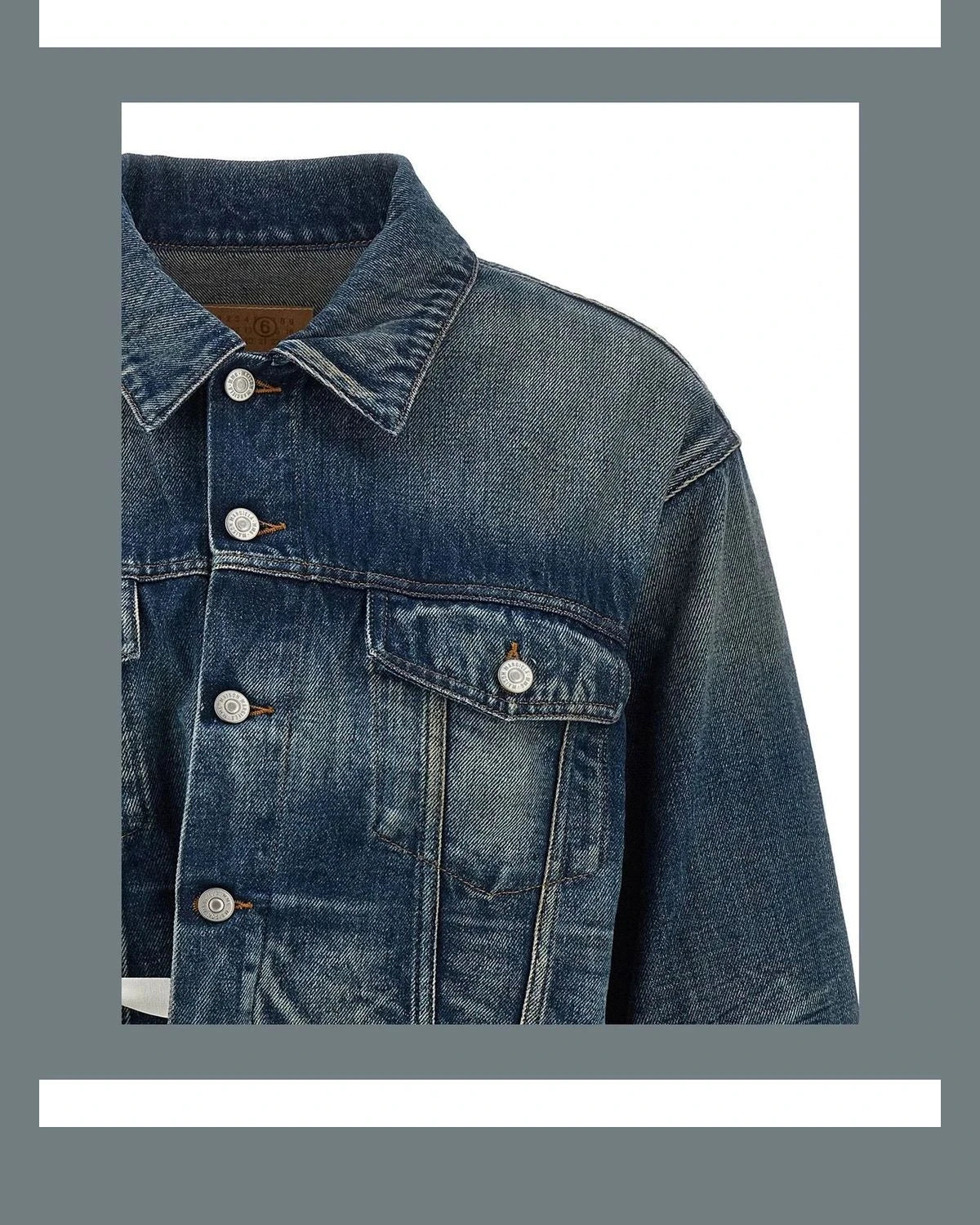MM6 Maison Margiela Trucker Jacket in blue, Cotton — view 3
