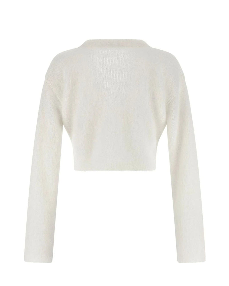 Alessandra Rich Cardigan in white, Mohair Wool — view 2