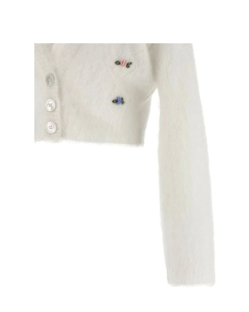 Alessandra Rich Cardigan in white, Mohair Wool — view 4