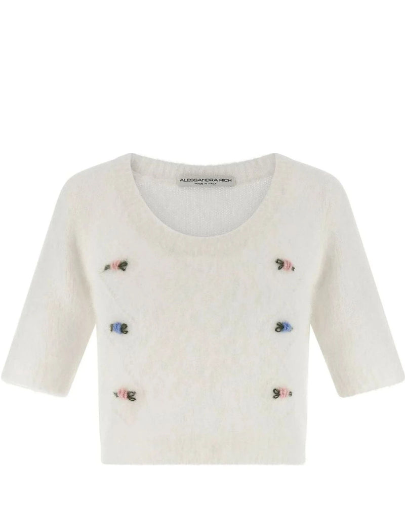 Alessandra Rich Sweater in white, Mohair Wool