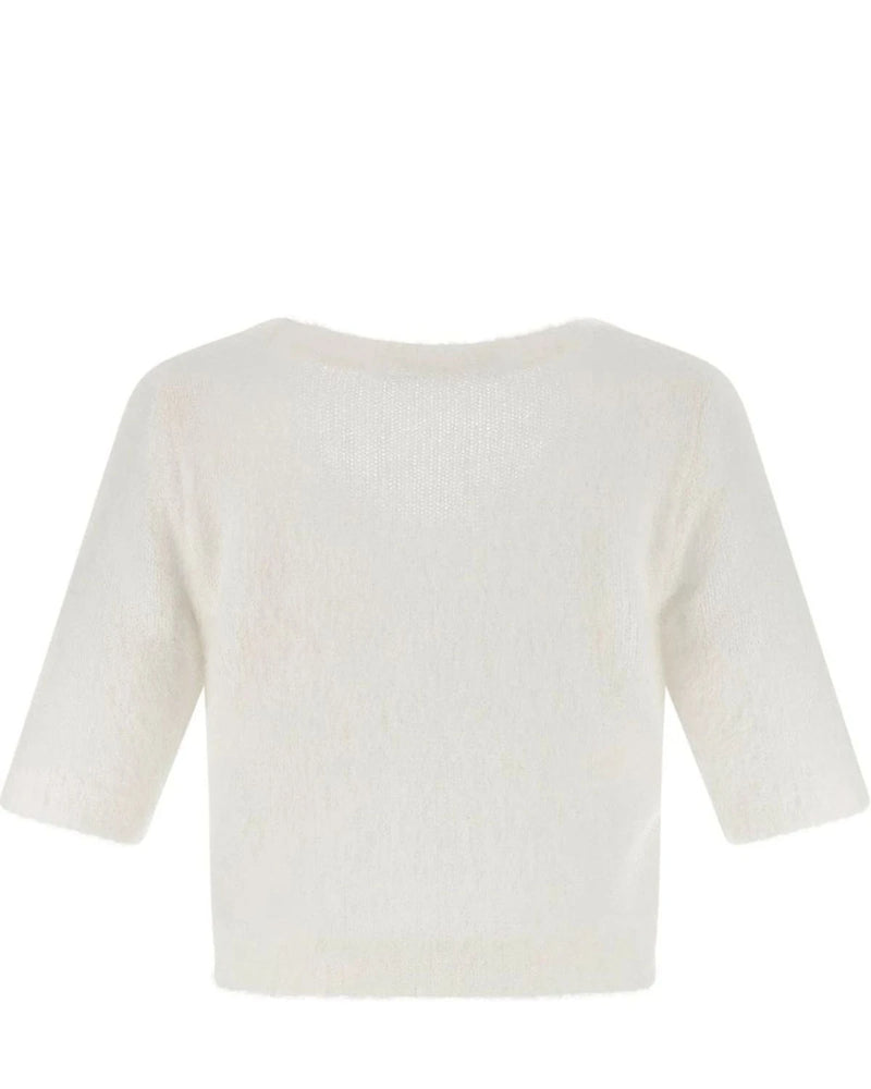 Alessandra Rich Sweater in white, Mohair Wool — view 2