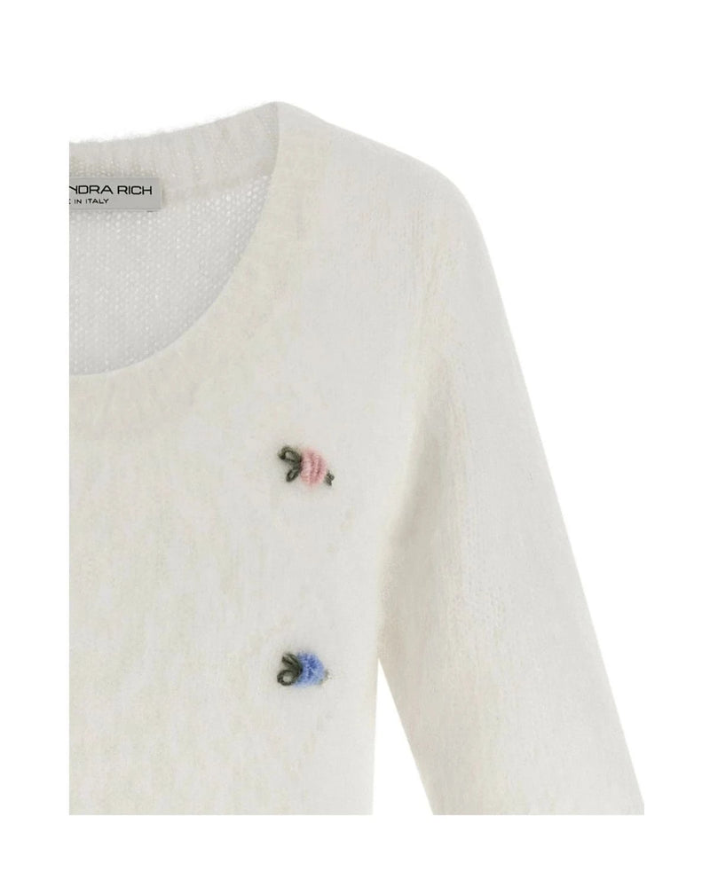 Alessandra Rich Sweater in white, Mohair Wool — view 3