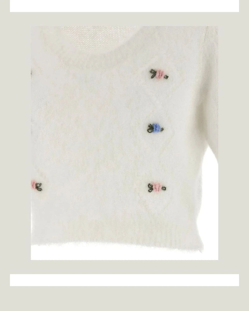 Alessandra Rich Sweater in white, Mohair Wool — view 4
