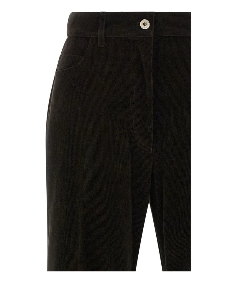 Brown Cotton Flared Pants 