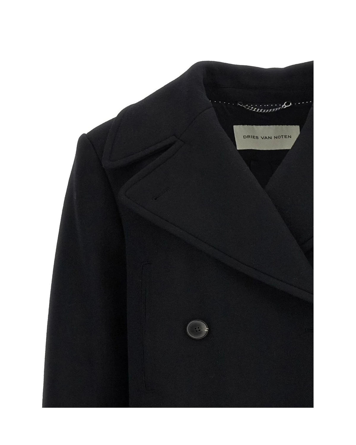 Dries Van Noten Pea Coat in black, Wool — view 3