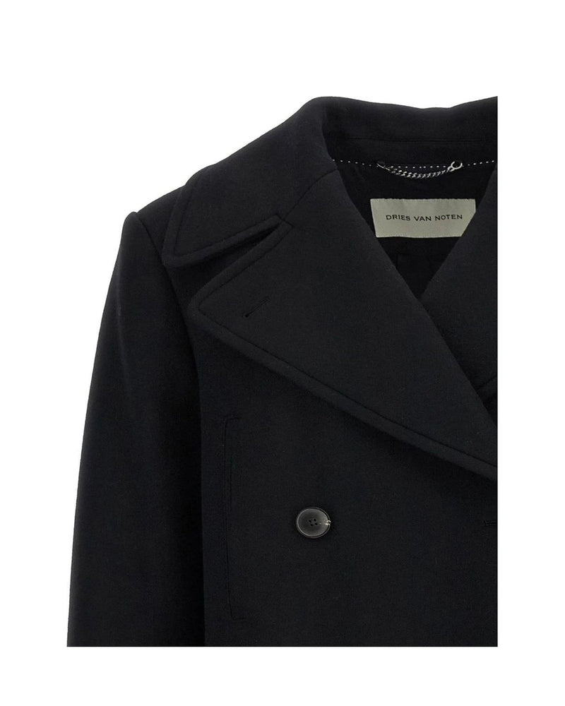 Dries Van Noten Pea Coat in black, Wool — view 3