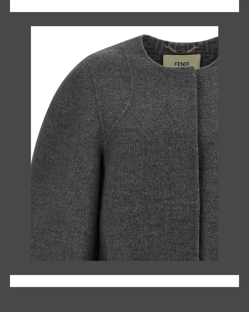Fendi Wrap Coat in gray, Virgin Wool — view 3