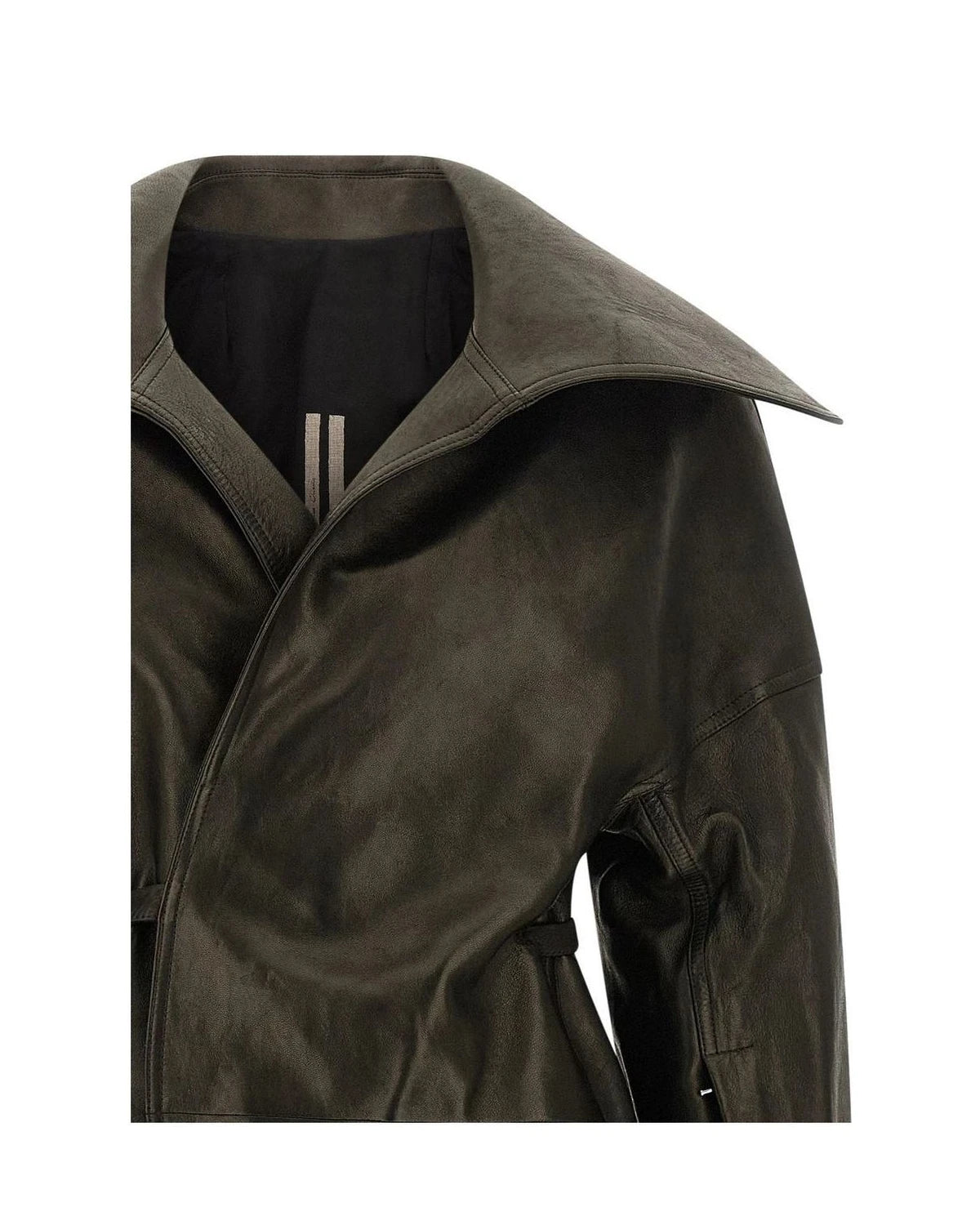 Rick Owens Wrap Coat in black, Lamb Leather — view 3