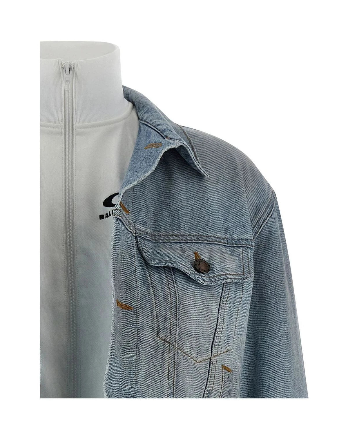 Balenciaga Trucker Jacket in blue, Cotton — view 3