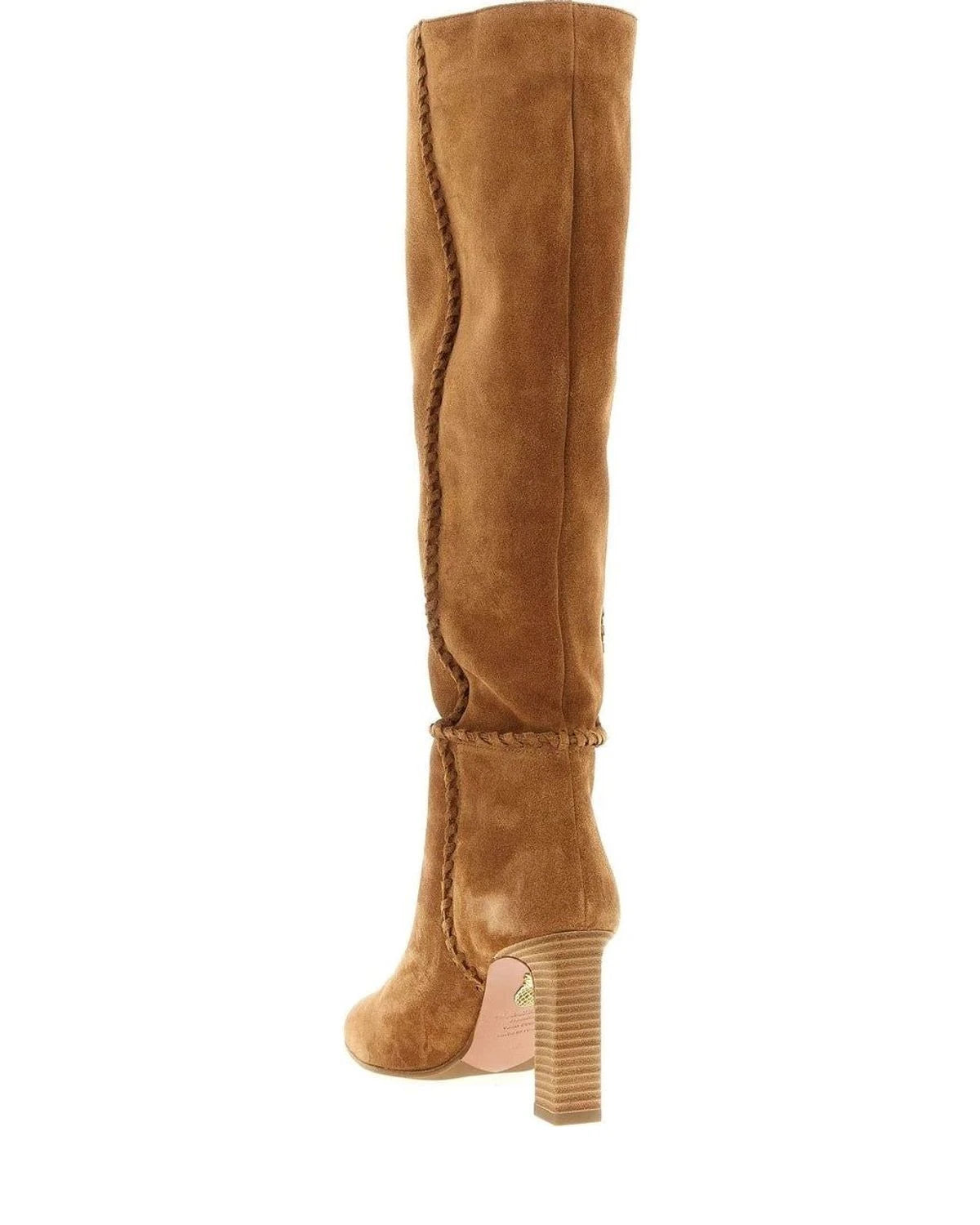 Aquazzura Knee High Boots in beige, Calfskin Leather — view 3