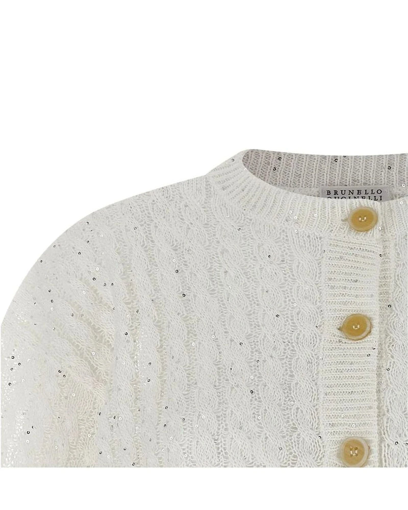 Brunello Cucinelli Cardigan in white, Linen — view 3