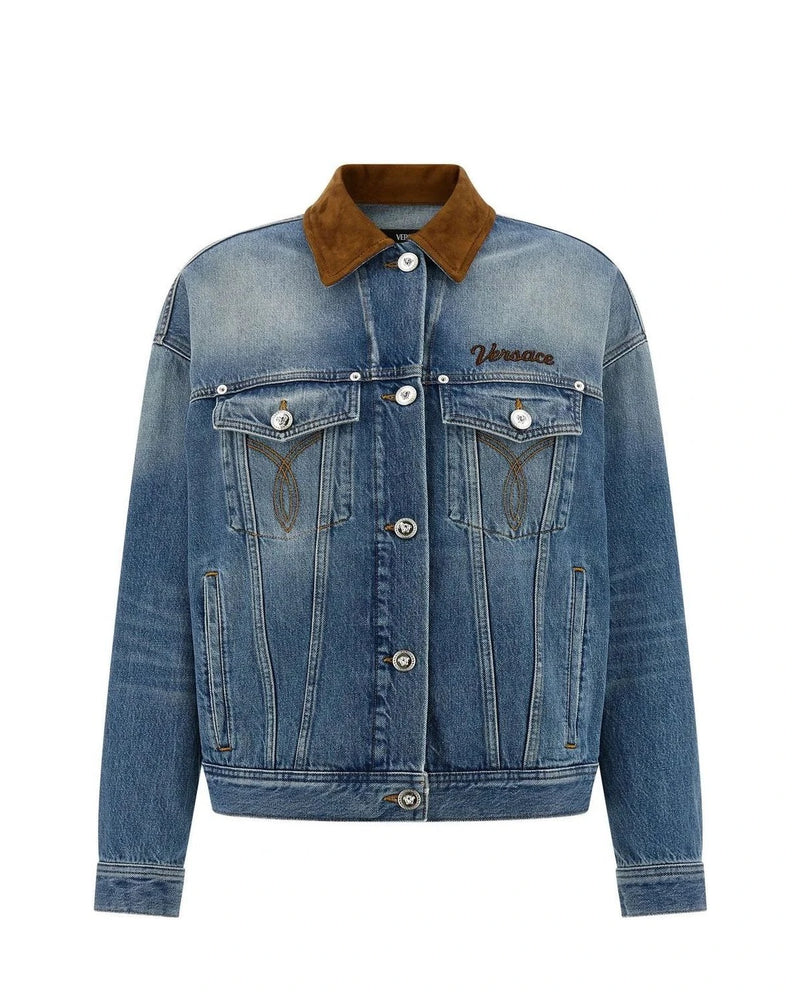 Versace Trucker Jacket in blue, Cotton