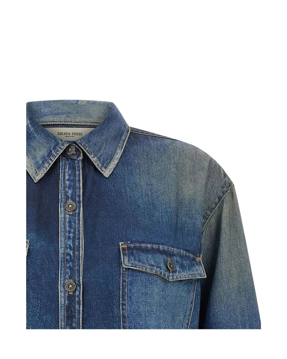 Golden Goose Dress Shirt in blue, Polyester — view 3