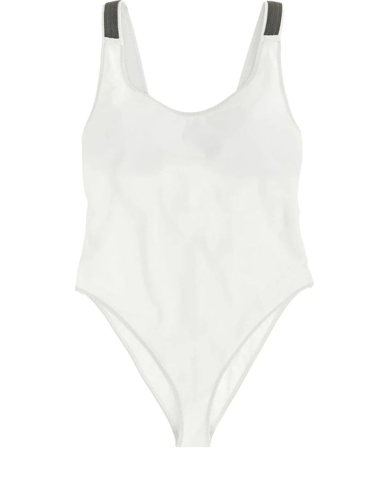 Brunello Cucinelli One-Piece Swimsuit in white, Polyamide