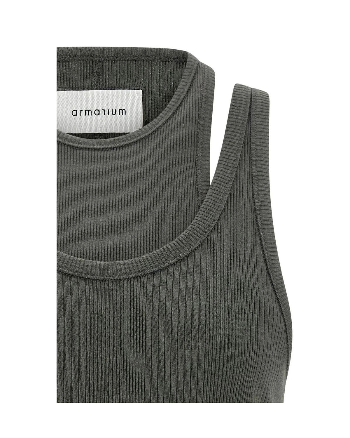 Gray Cotton Sleeveles T-Shirt 