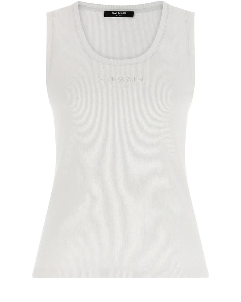 Balmain Tank Top in white, Cotton