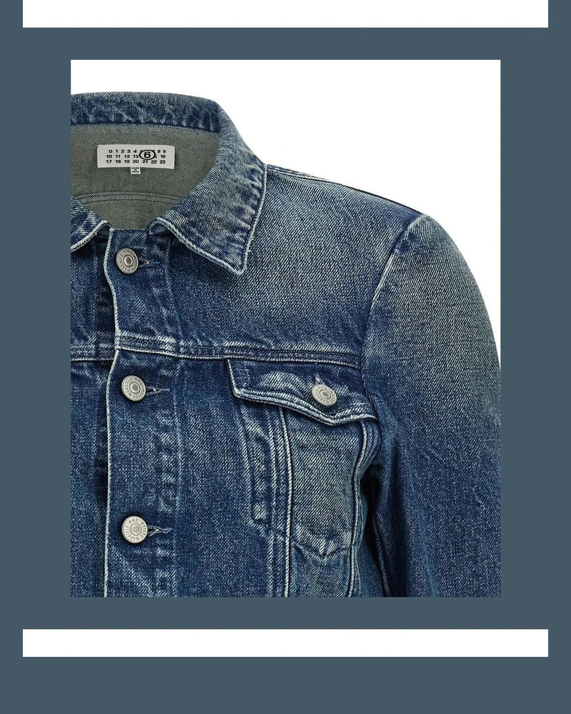 MM6 Maison Margiela Trucker Jacket in blue, Cotton — view 3