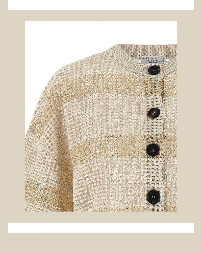 Brunello Cucinelli Cardigan in beige, Cotton — view 3