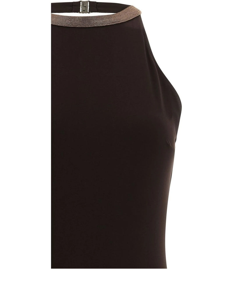 Brown Polyamide One-Piece Swimsuit 