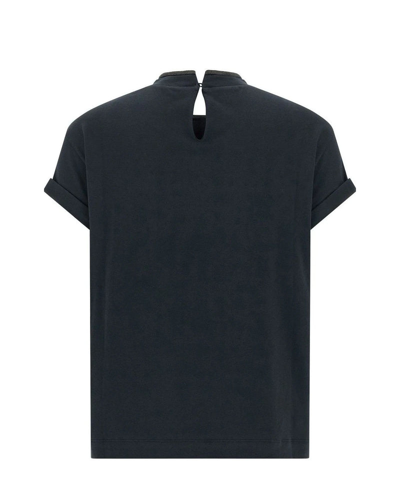 Brunello Cucinelli T-Shirt in blue, Cotton — view 2