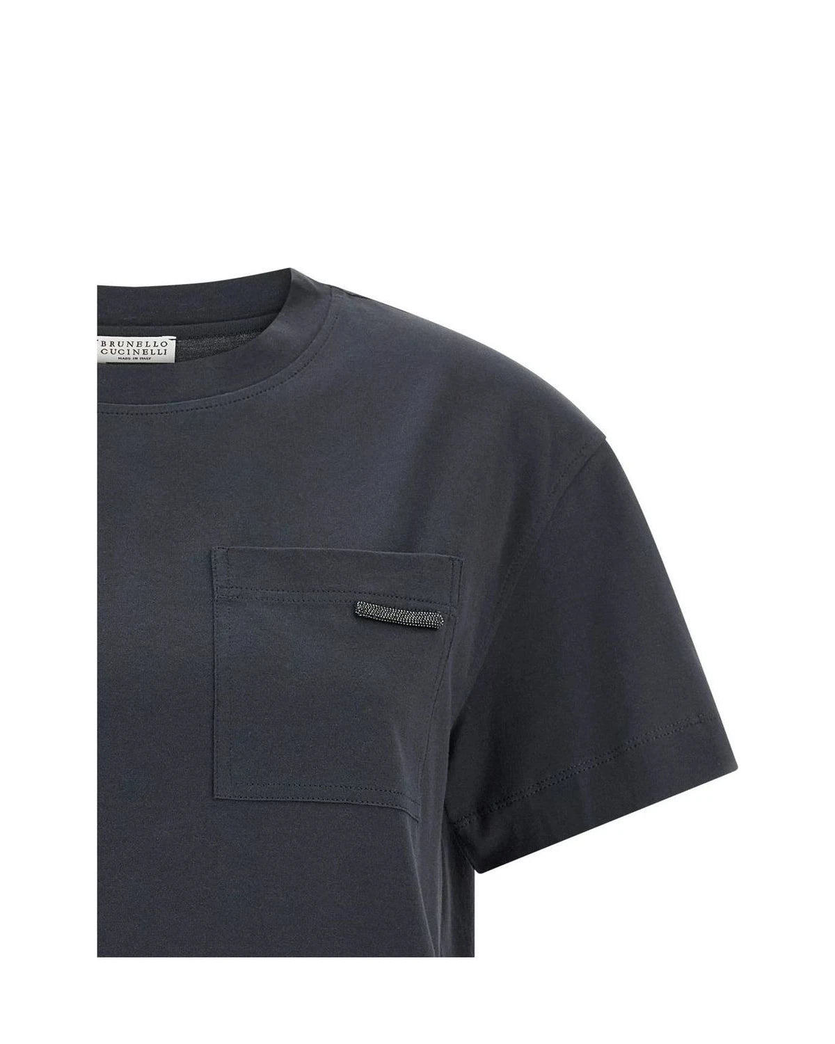 Brunello Cucinelli T-Shirt in blue, Cotton — view 3