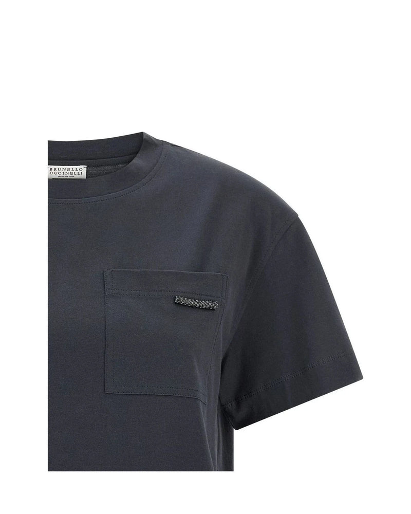 Brunello Cucinelli T-Shirt in blue, Cotton — view 3