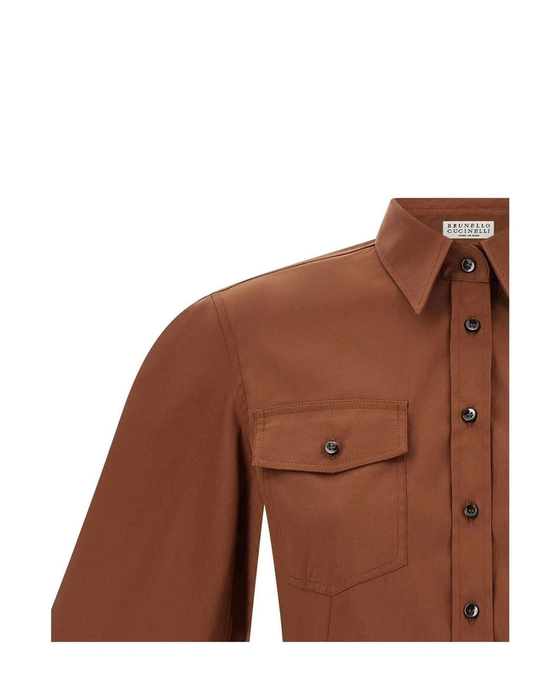 Brunello Cucinelli Dress Shirt in brown, Cotton — view 3