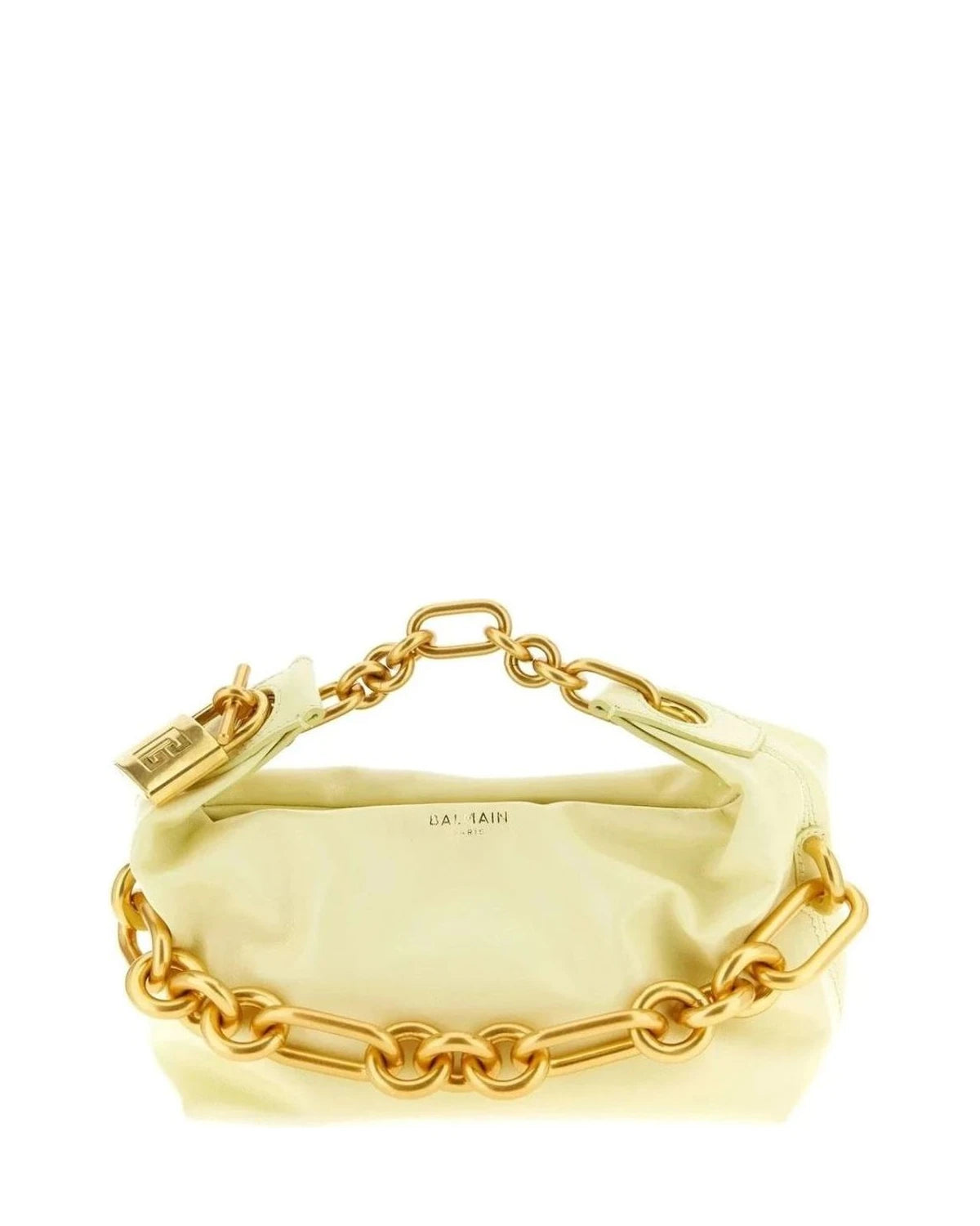 Balmain Hobo Bag in beige, Calfskin Leather