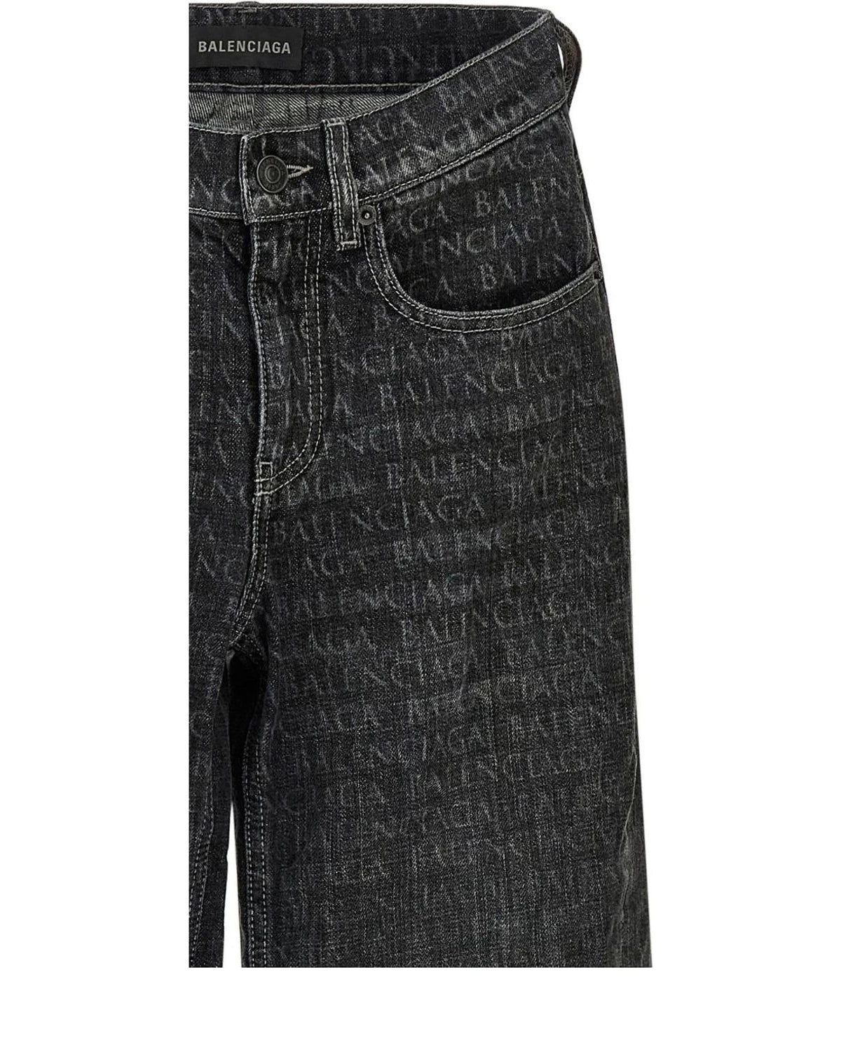Black Cotton Flared Jeans 