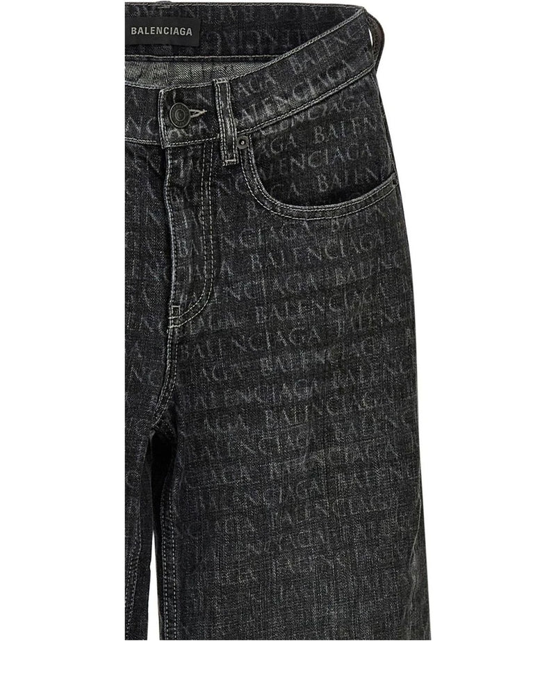 Black Cotton Flared Jeans 