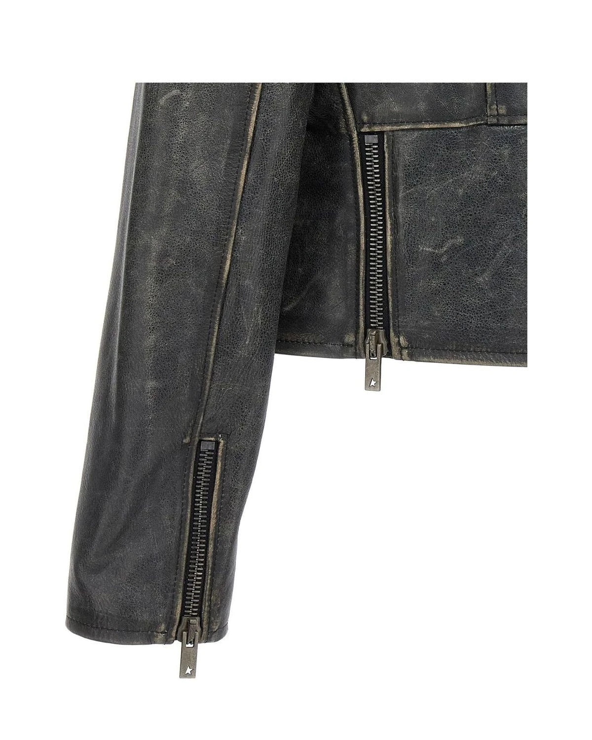 Golden Goose Trucker Jacket in black, Leather — view 5