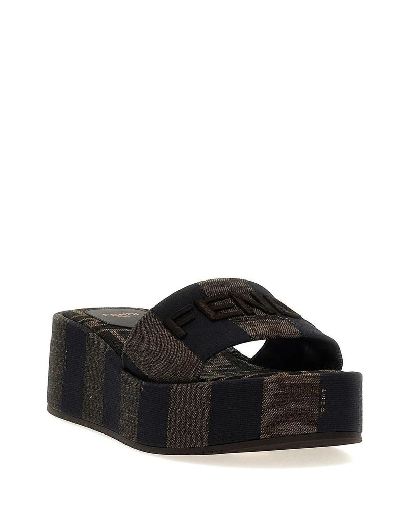Fendi Slides in brown, Cotton — view 2