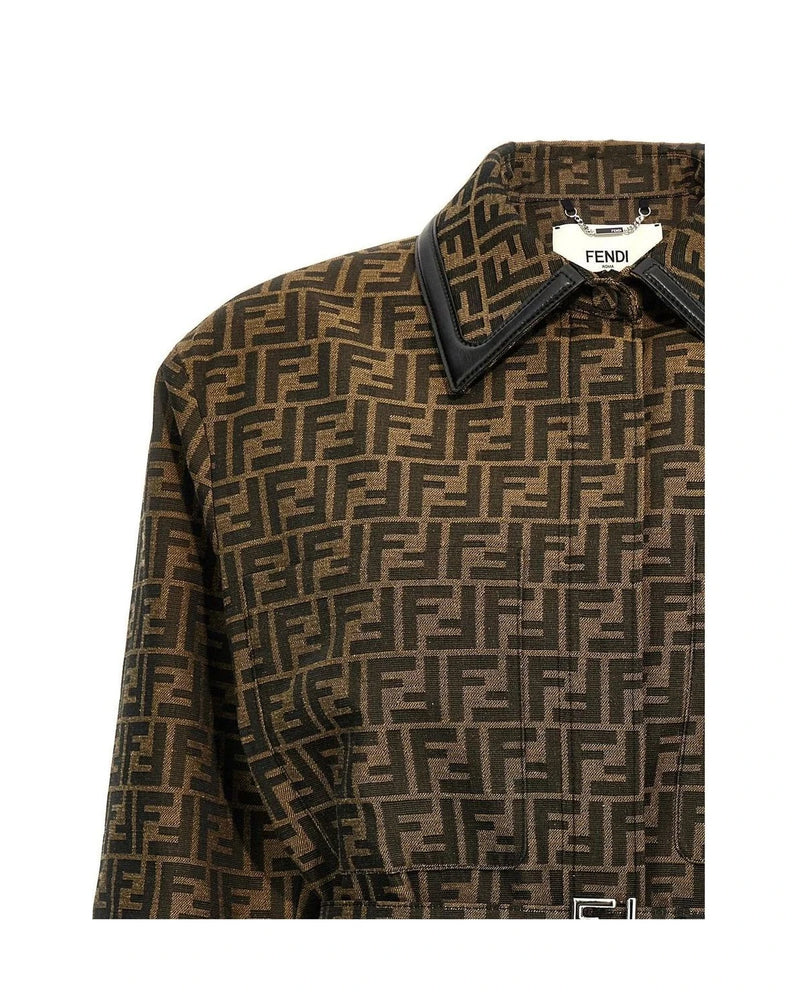 Fendi Trucker Jacket in brown, Polyester — view 3