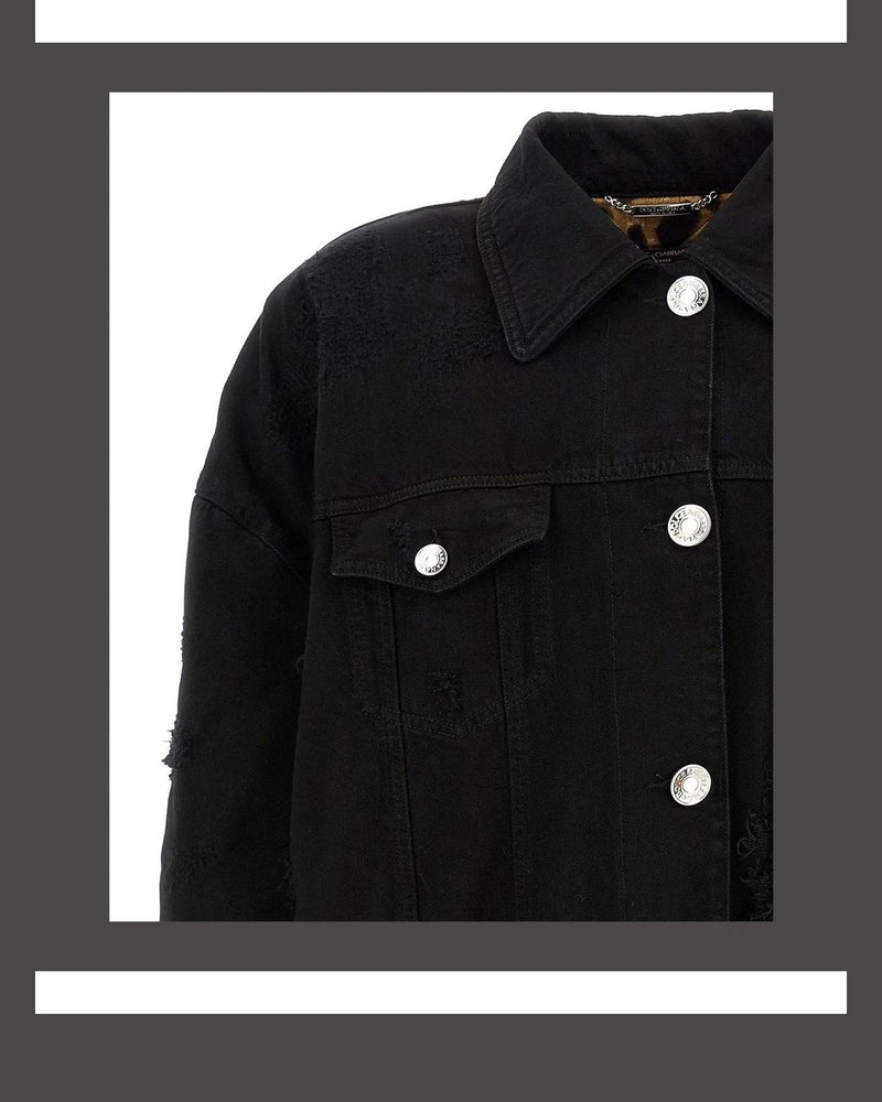 Dolce & Gabbana Trucker Jacket in black, Cotton — view 3