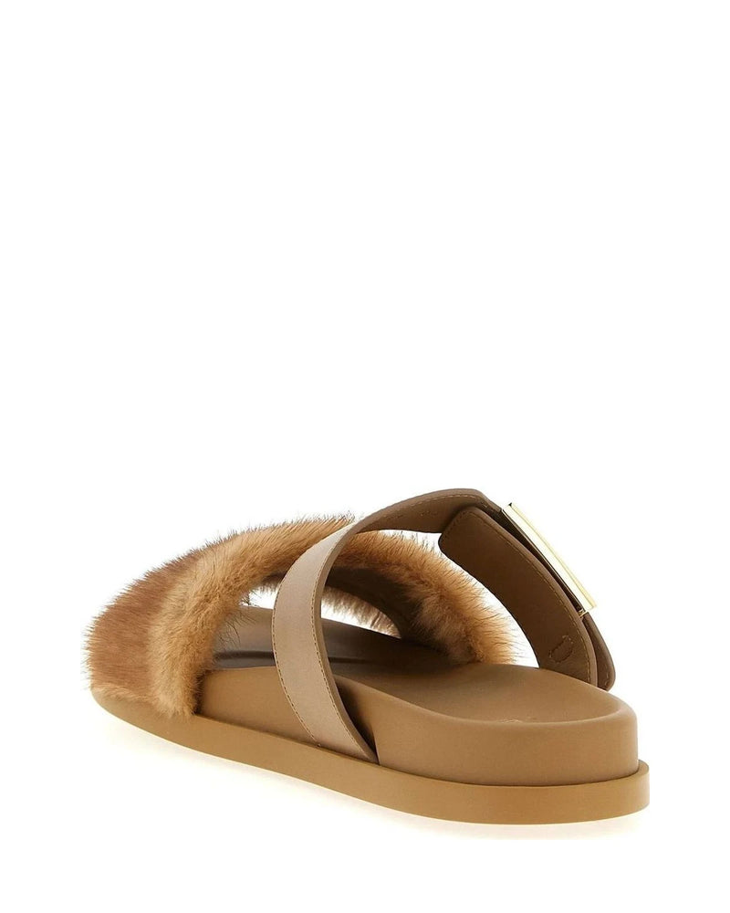 Fendi Slippers in brown, Leather — view 3