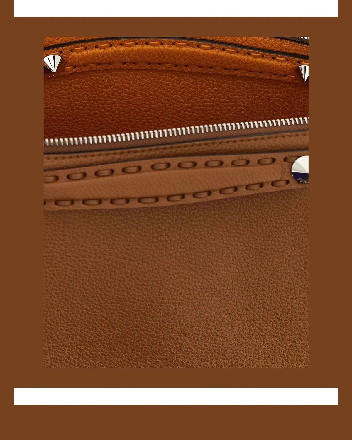 Fendi Satchel Bag in brown, Calfskin Leather — view 4