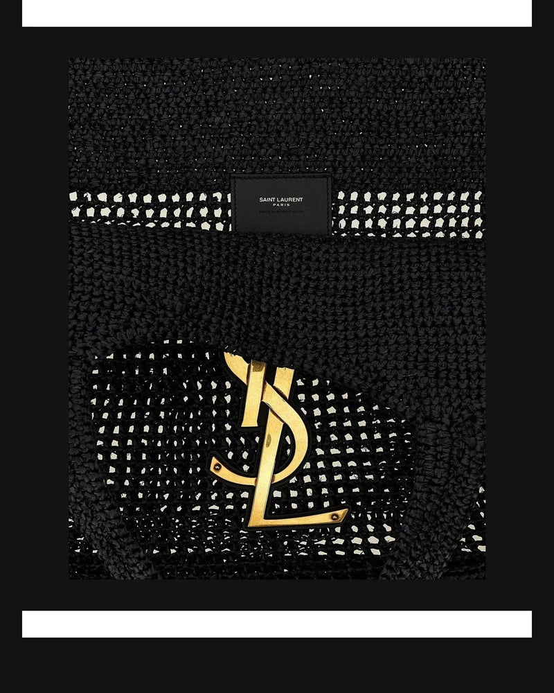 Saint Laurent Shopping Tote in black, Raffia — view 4