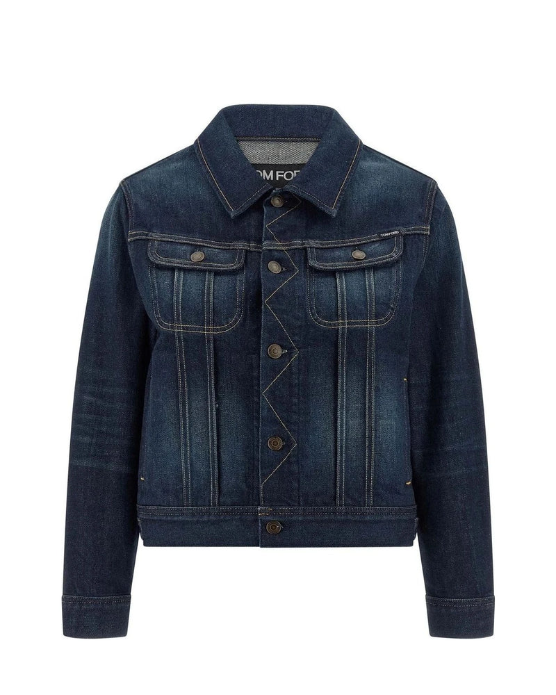 Tom Ford Trucker Jacket in blue, Cotton