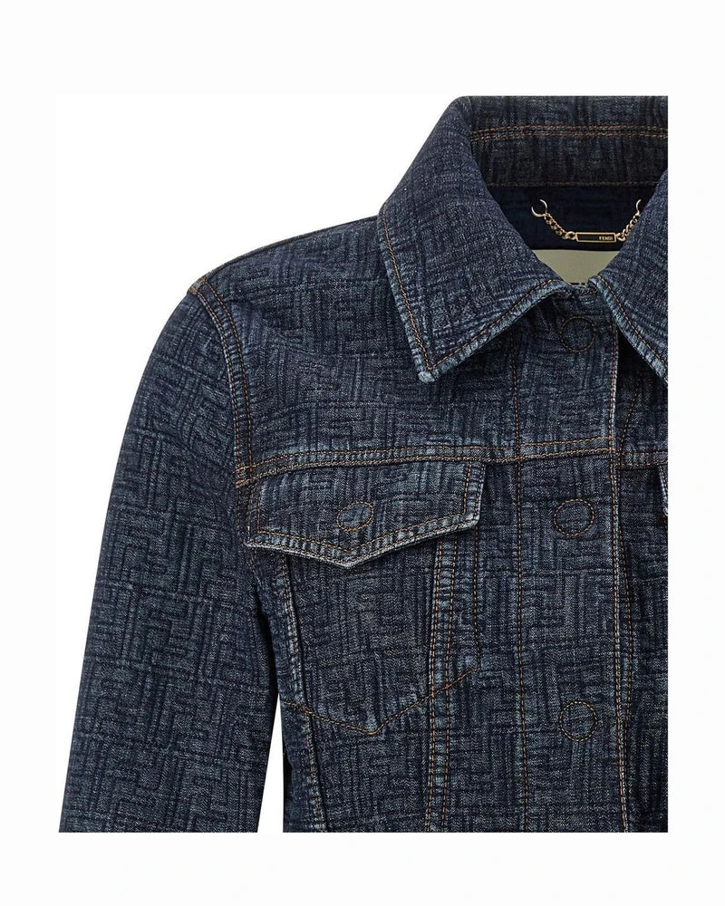 Fendi Trucker Jacket in blue, Cotton — view 3