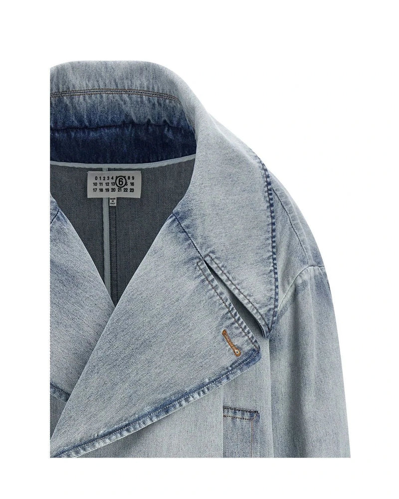 MM6 Maison Margiela Trucker Jacket in blue, Cotton — view 3