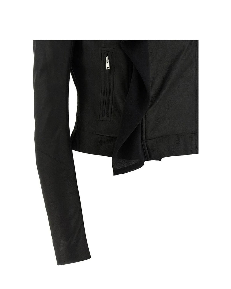 Rick Owens Trucker Jacket in black, Lamb Leather — view 4