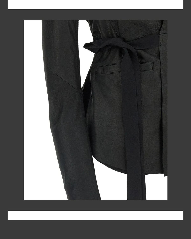Rick Owens Bolero Jacket in black, Lamb Leather — view 4