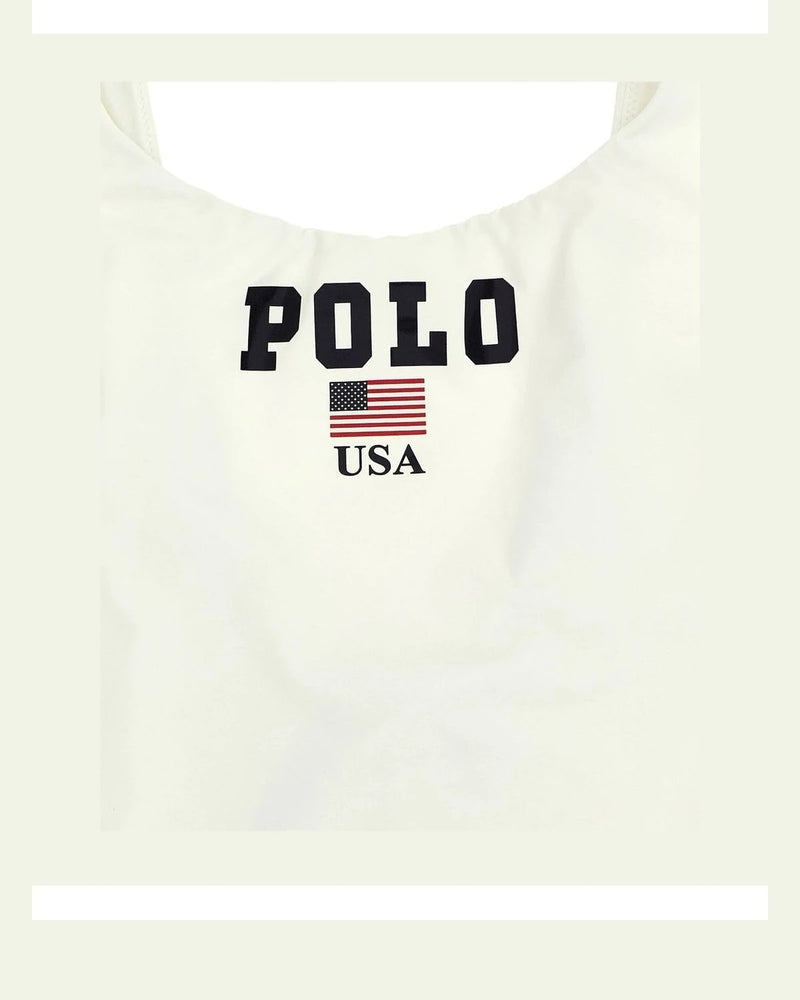 Polo Ralph Lauren One-Piece Swimsuit in white, Recycled Nylon — view 3