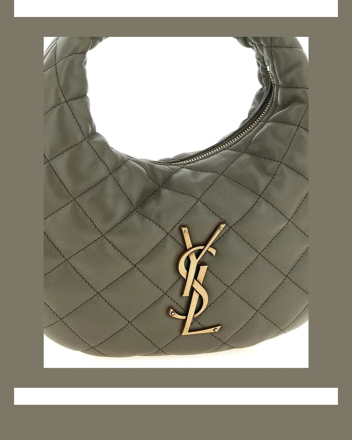 Saint Laurent Hobo Bag in gray, Lamb Leather — view 3