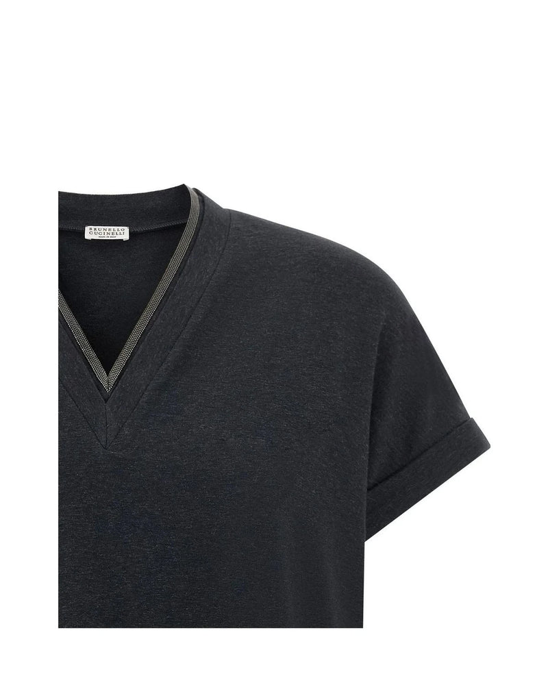 Brunello Cucinelli T-Shirt in gray, Cotton — view 3