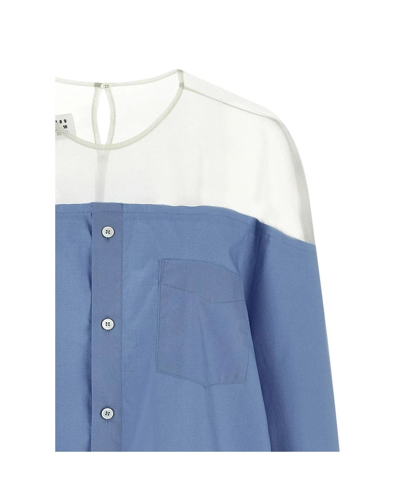 MM6 Maison Margiela Dress Shirt in blue, Cotton — view 3